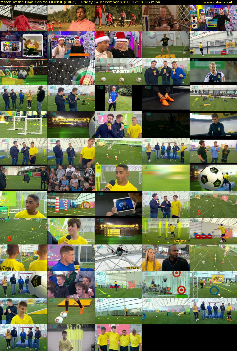 Match of the Day: Can You Kick It (CBBC) Friday 14 December 2018 17:30 - 18:05