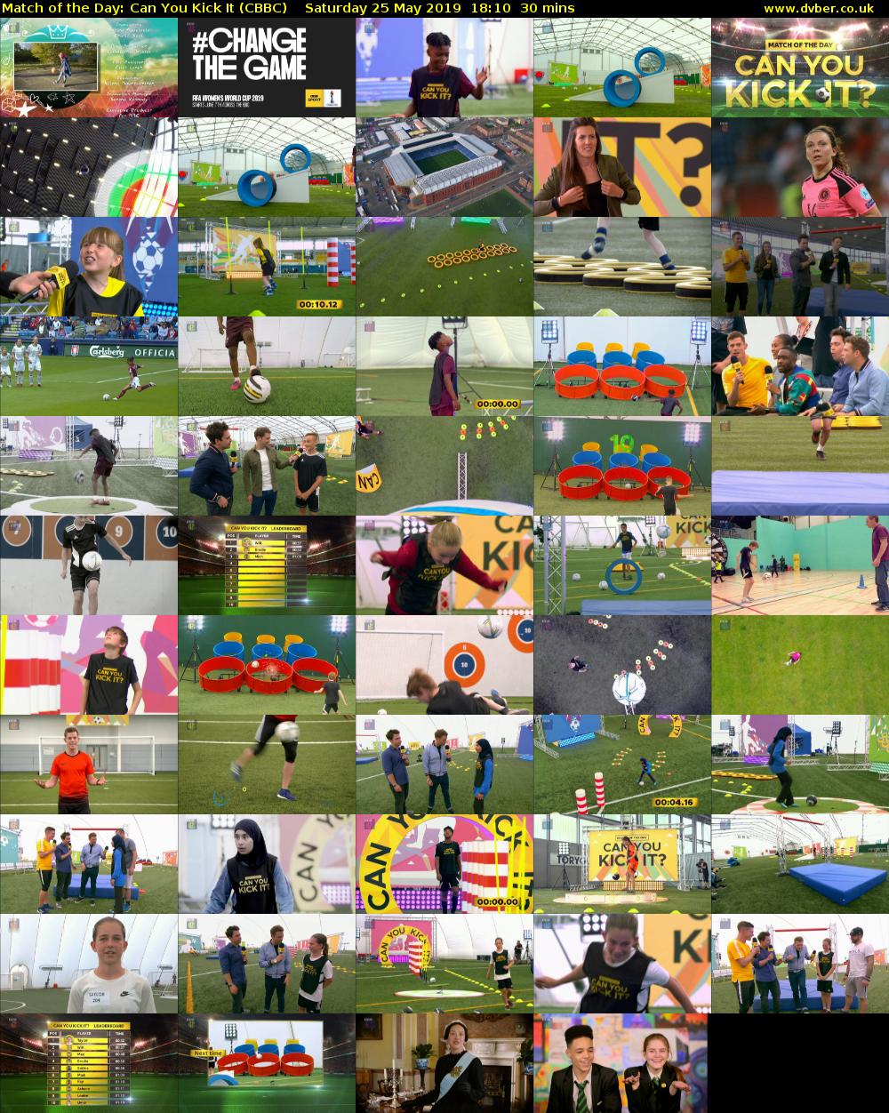 Match of the Day: Can You Kick It (CBBC) Saturday 25 May 2019 18:10 - 18:40