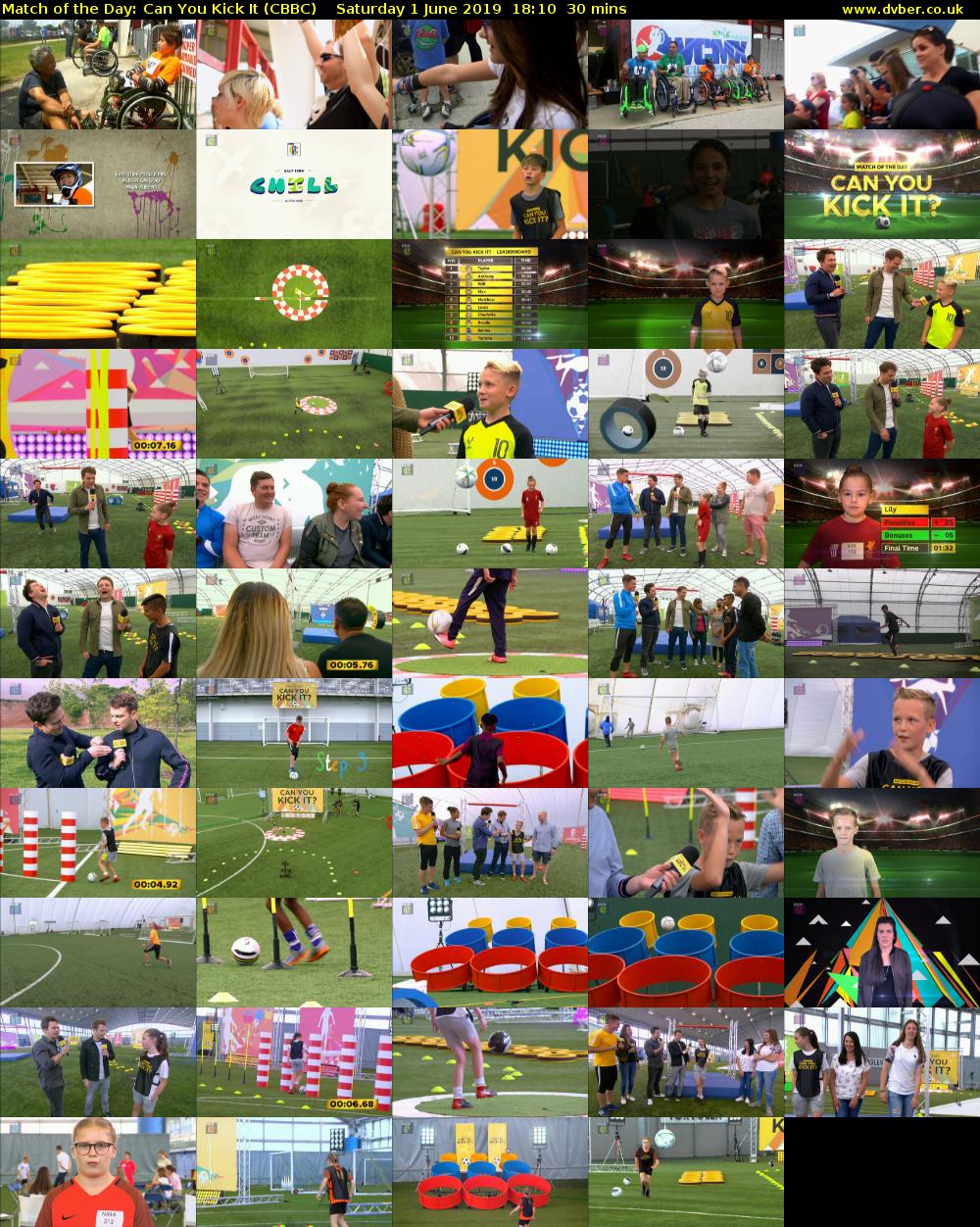 Match of the Day: Can You Kick It (CBBC) Saturday 1 June 2019 18:10 - 18:40