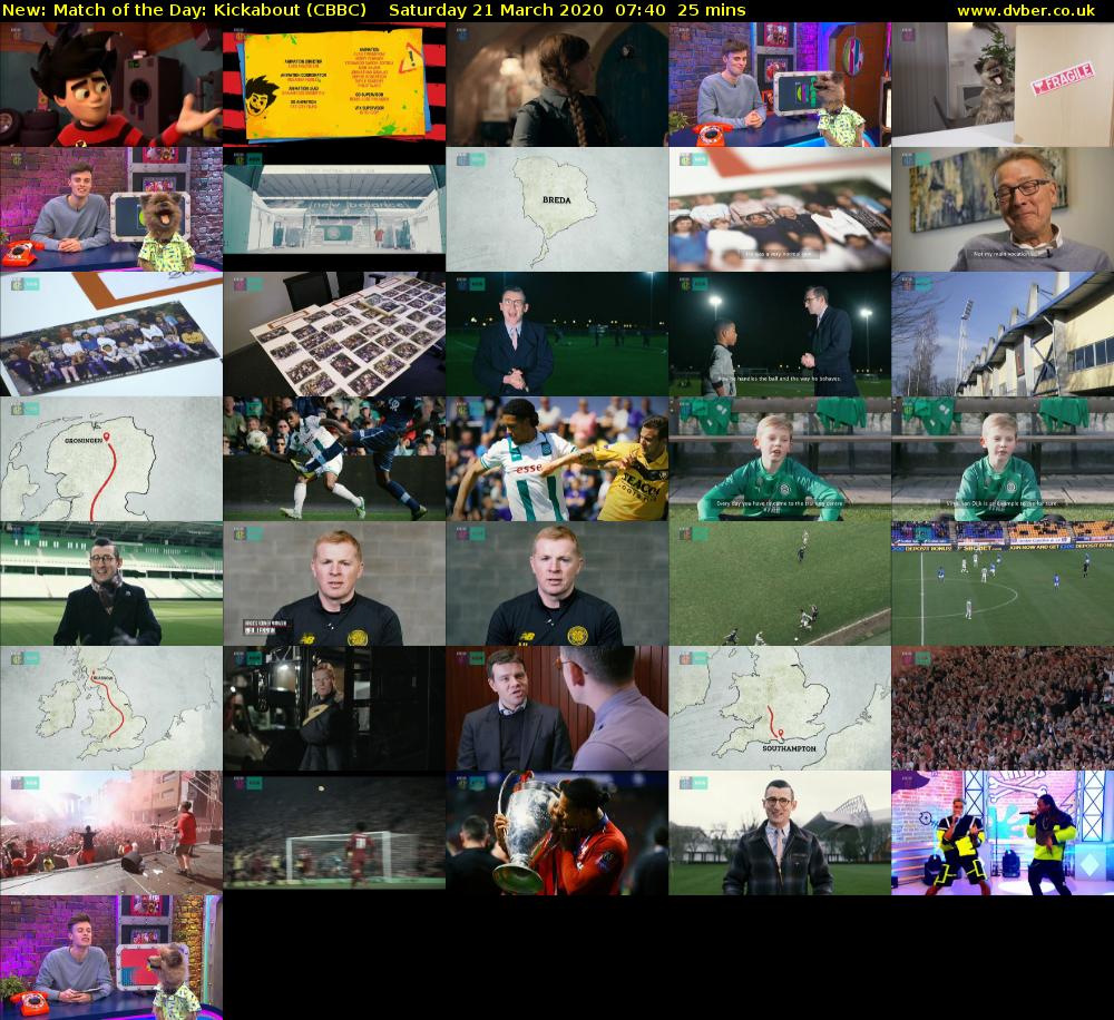 Match of the Day: Kickabout (CBBC) Saturday 21 March 2020 07:40 - 08:05