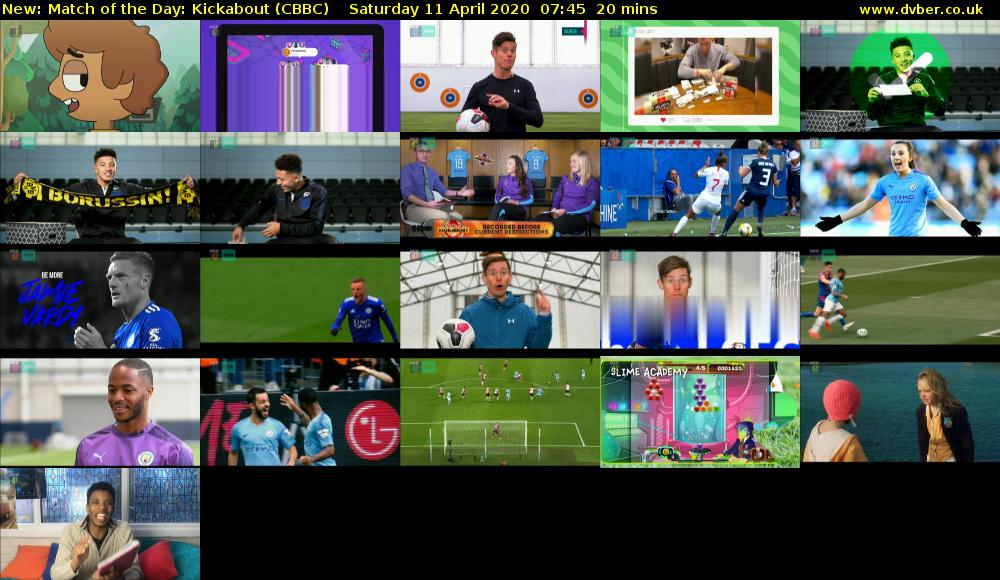 Match of the Day: Kickabout (CBBC) Saturday 11 April 2020 07:45 - 08:05