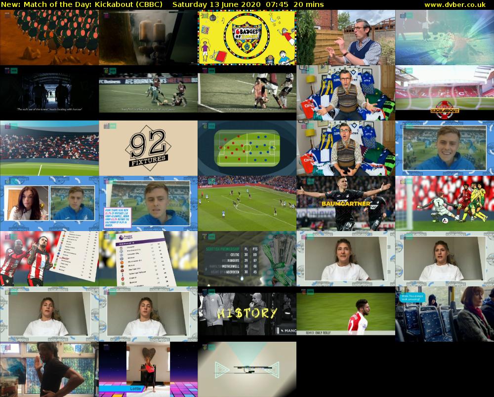 Match of the Day: Kickabout (CBBC) Saturday 13 June 2020 07:45 - 08:05