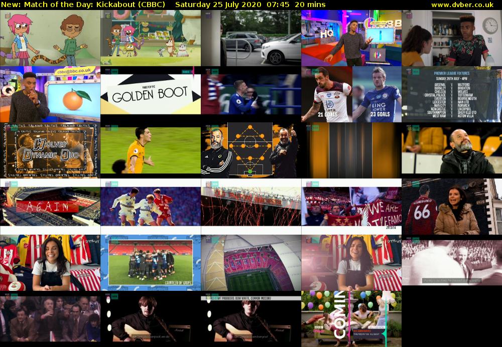 Match of the Day: Kickabout (CBBC) Saturday 25 July 2020 07:45 - 08:05