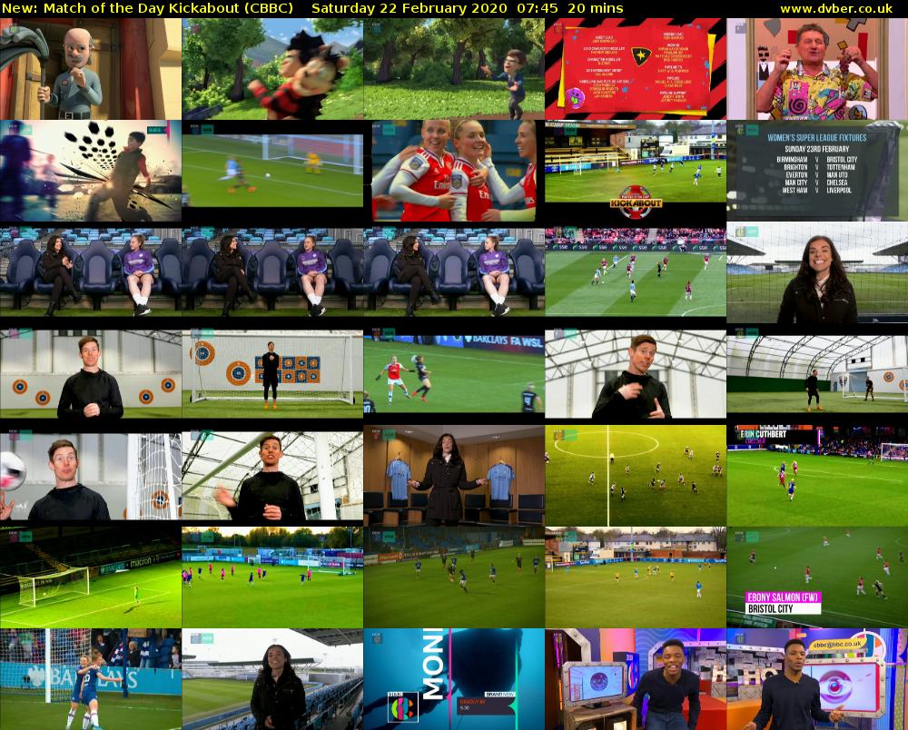 Match of the Day Kickabout (CBBC) Saturday 22 February 2020 07:45 - 08:05