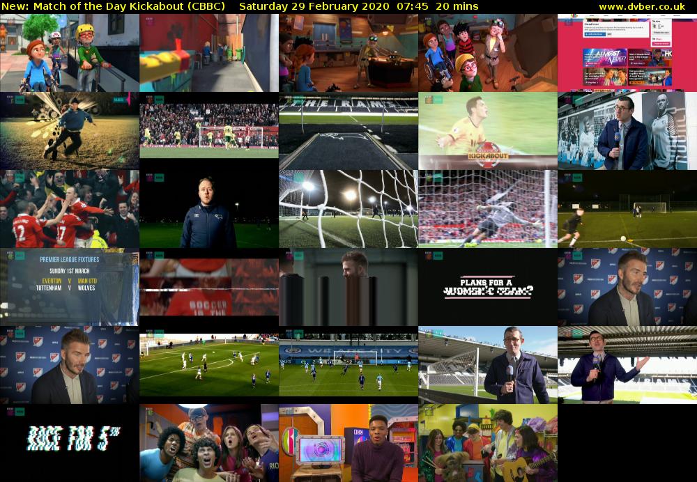 Match of the Day Kickabout (CBBC) Saturday 29 February 2020 07:45 - 08:05