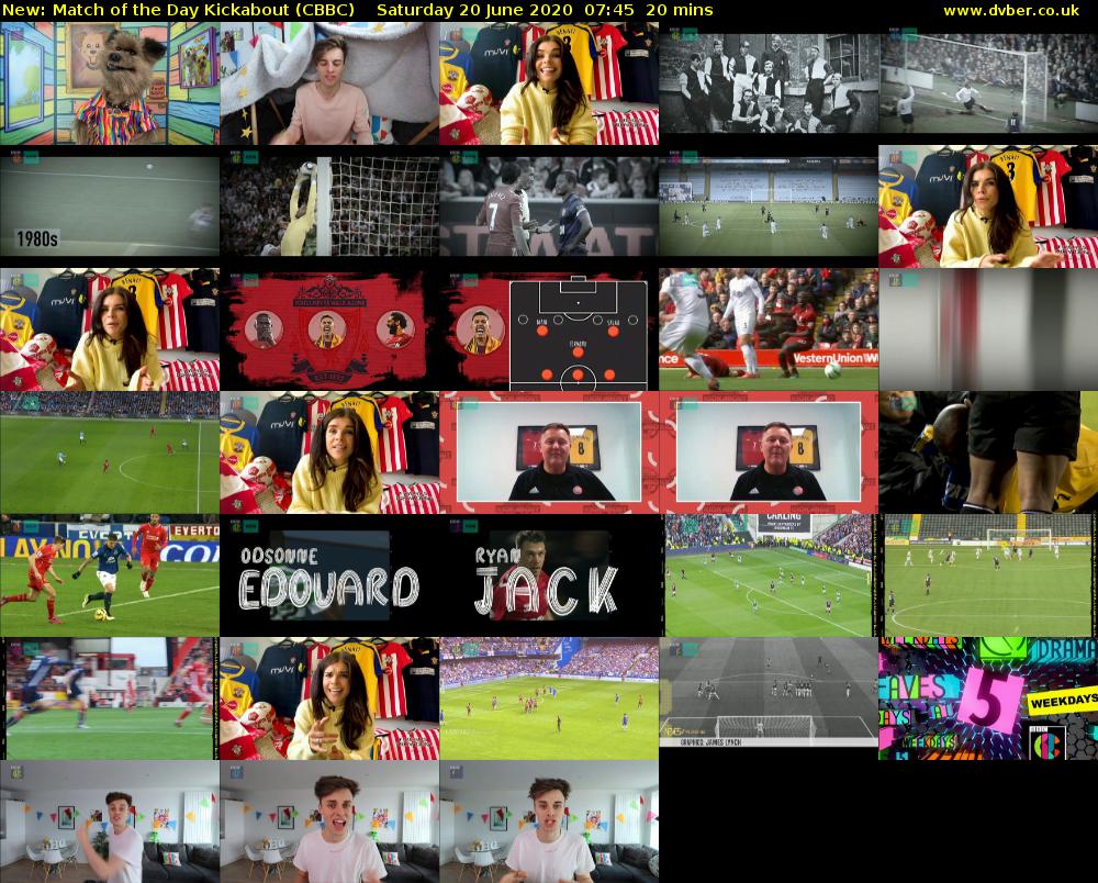 Match of the Day Kickabout (CBBC) Saturday 20 June 2020 07:45 - 08:05