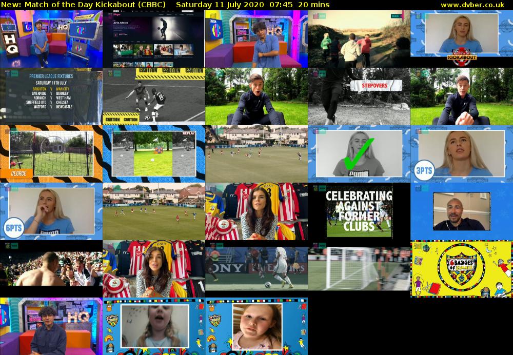 Match of the Day Kickabout (CBBC) Saturday 11 July 2020 07:45 - 08:05