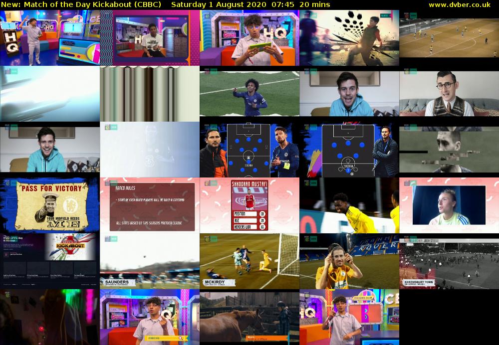 Match of the Day Kickabout (CBBC) Saturday 1 August 2020 07:45 - 08:05