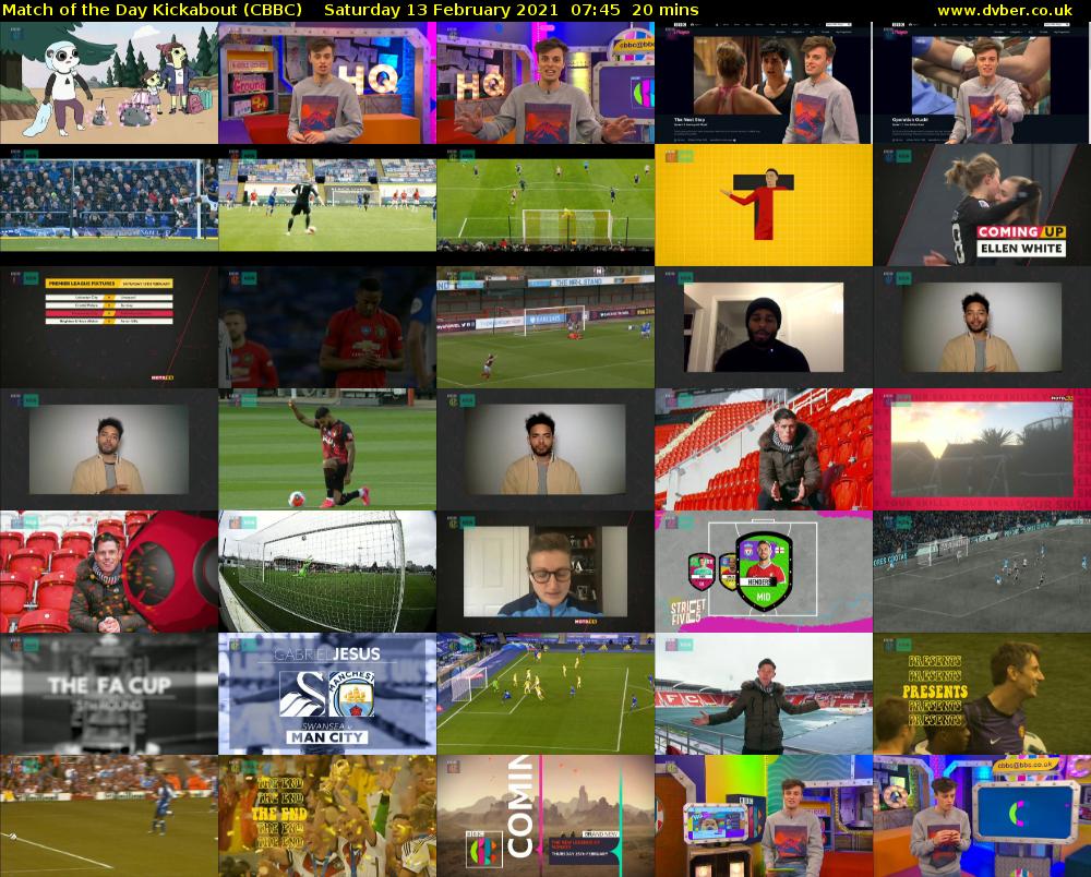 Match of the Day Kickabout (CBBC) Saturday 13 February 2021 07:45 - 08:05