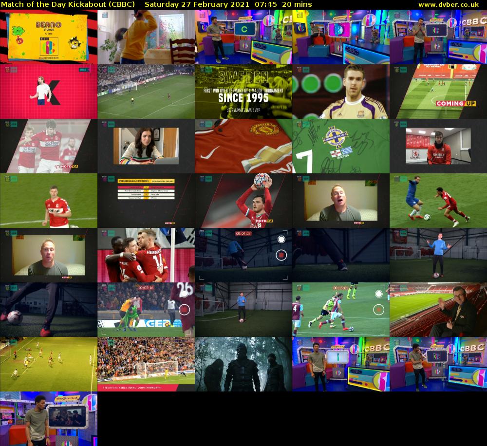 Match of the Day Kickabout (CBBC) Saturday 27 February 2021 07:45 - 08:05