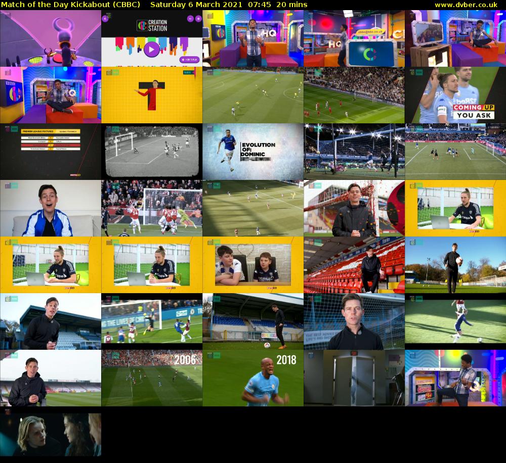 Match of the Day Kickabout (CBBC) Saturday 6 March 2021 07:45 - 08:05