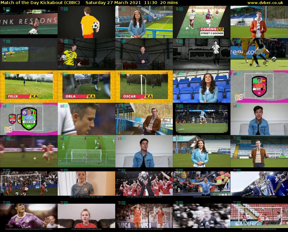 Match of the Day Kickabout (CBBC) Saturday 27 March 2021 11:30 - 11:50