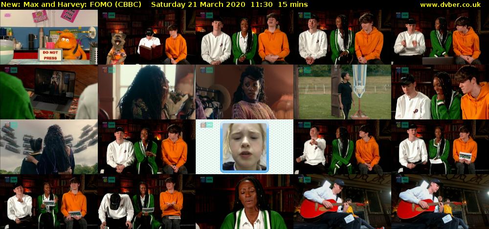 Max and Harvey: FOMO (CBBC) Saturday 21 March 2020 11:30 - 11:45