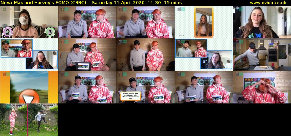 Max and Harvey's FOMO (CBBC) Saturday 11 April 2020 11:30 - 11:45