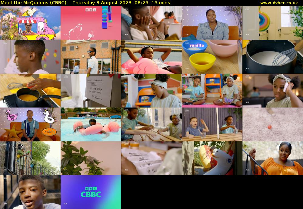 Meet the McQueens (CBBC) Thursday 3 August 2023 08:25 - 08:40