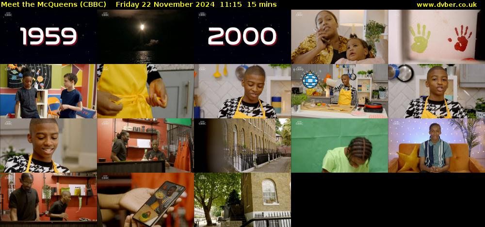 Meet the McQueens (CBBC) Friday 22 November 2024 11:15 - 11:30