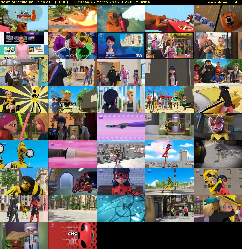 Miraculous: Tales of... (CBBC) Tuesday 25 March 2025 15:20 - 15:45