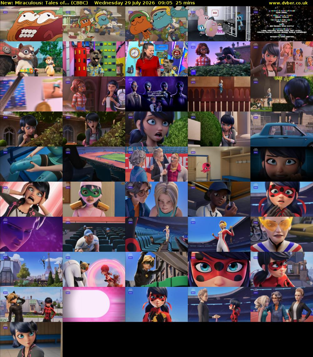 Miraculous: Tales of... (CBBC) Wednesday 29 July 2026 09:05 - 09:30
