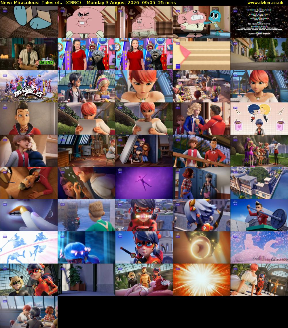 Miraculous: Tales of... (CBBC) Monday 3 August 2026 09:05 - 09:30