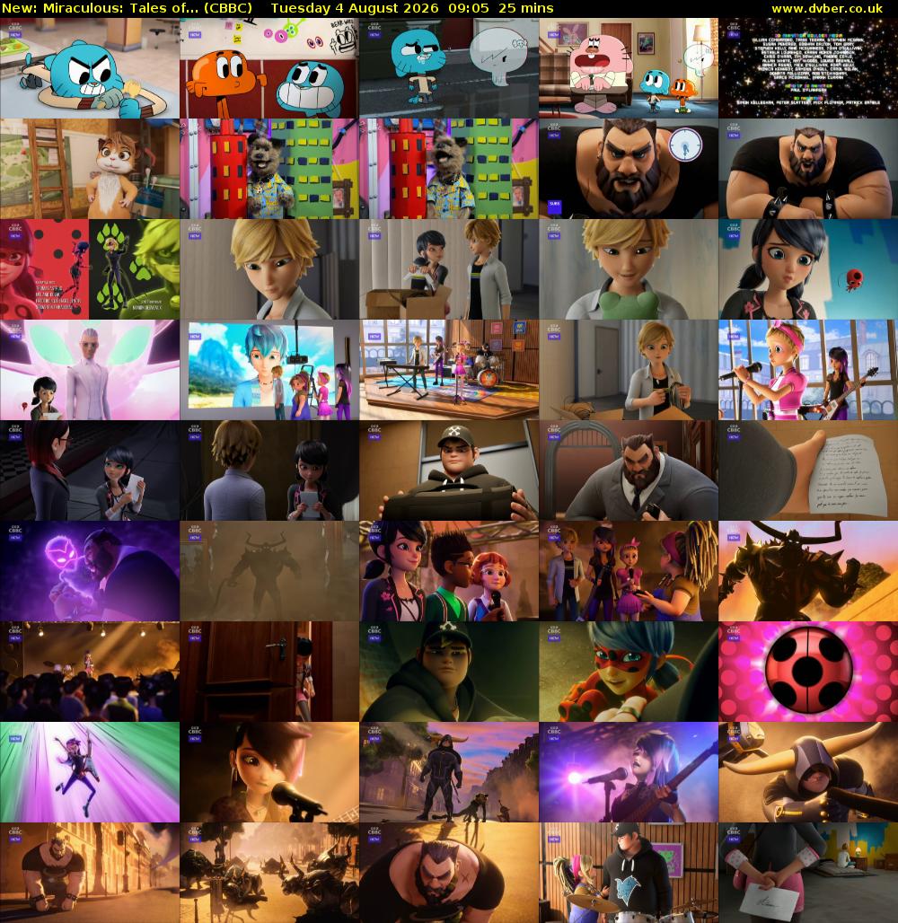 Miraculous: Tales of... (CBBC) Tuesday 4 August 2026 09:05 - 09:30