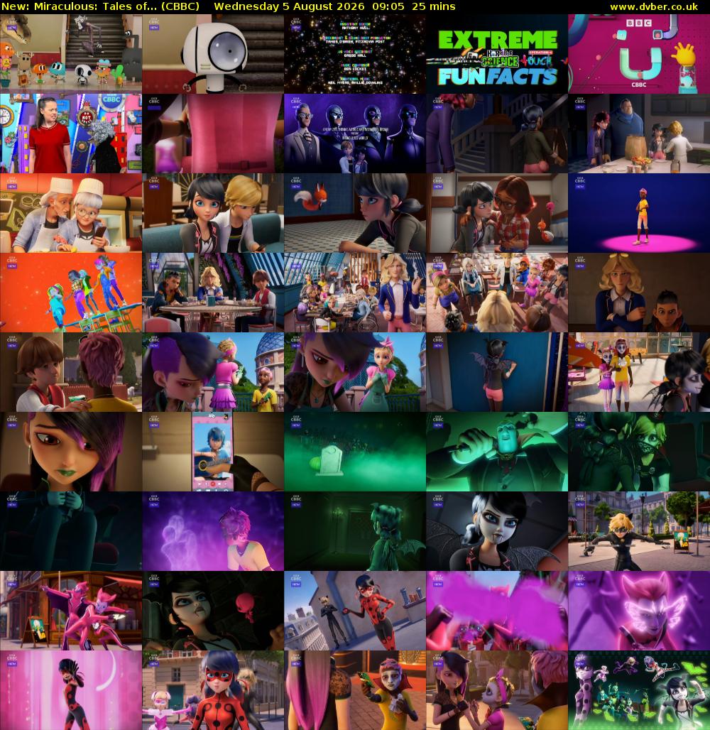 Miraculous: Tales of... (CBBC) Wednesday 5 August 2026 09:05 - 09:30