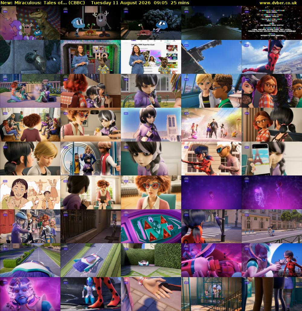 Miraculous: Tales of... (CBBC) Tuesday 11 August 2026 09:05 - 09:30