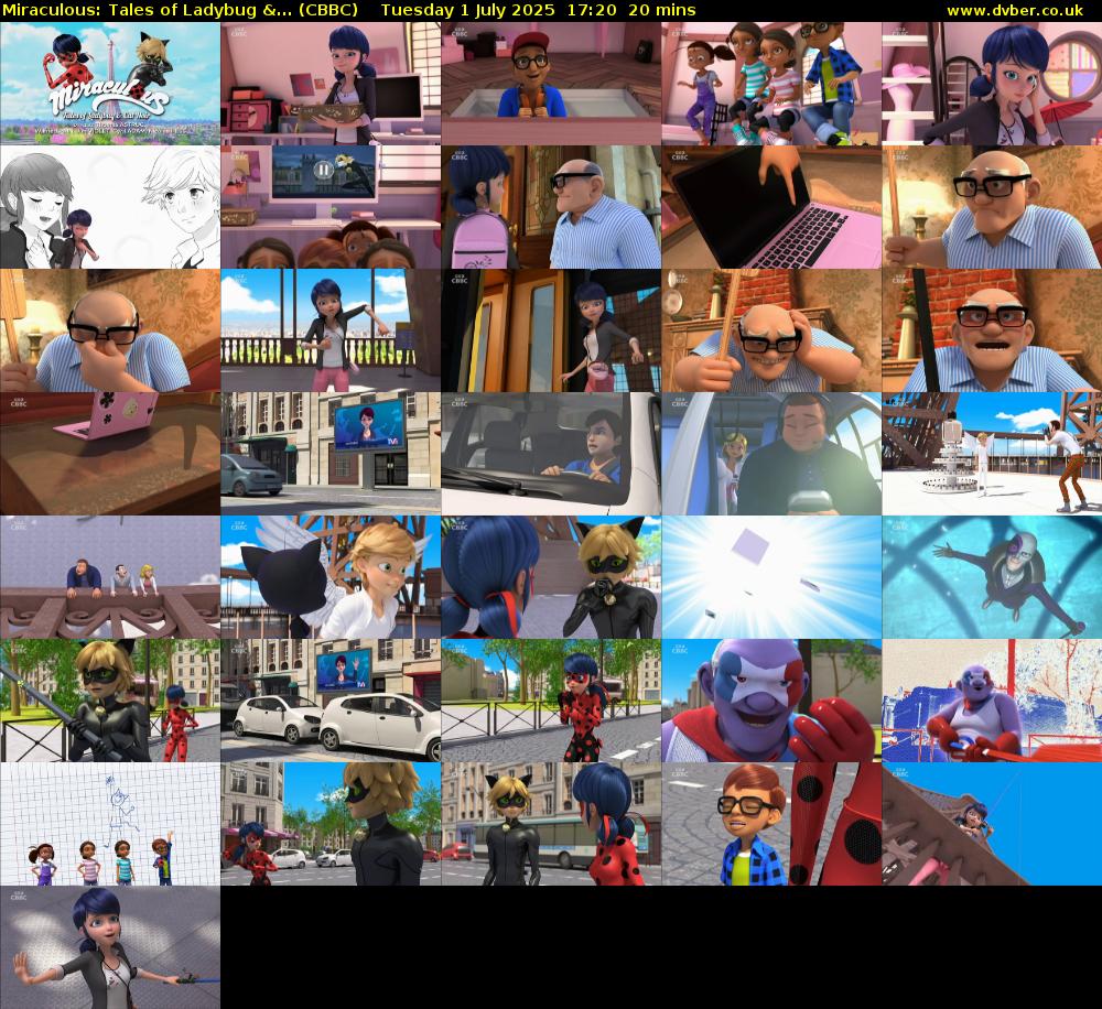 Miraculous: Tales of Ladybug &... (CBBC) Tuesday 1 July 2025 17:20 - 17:40