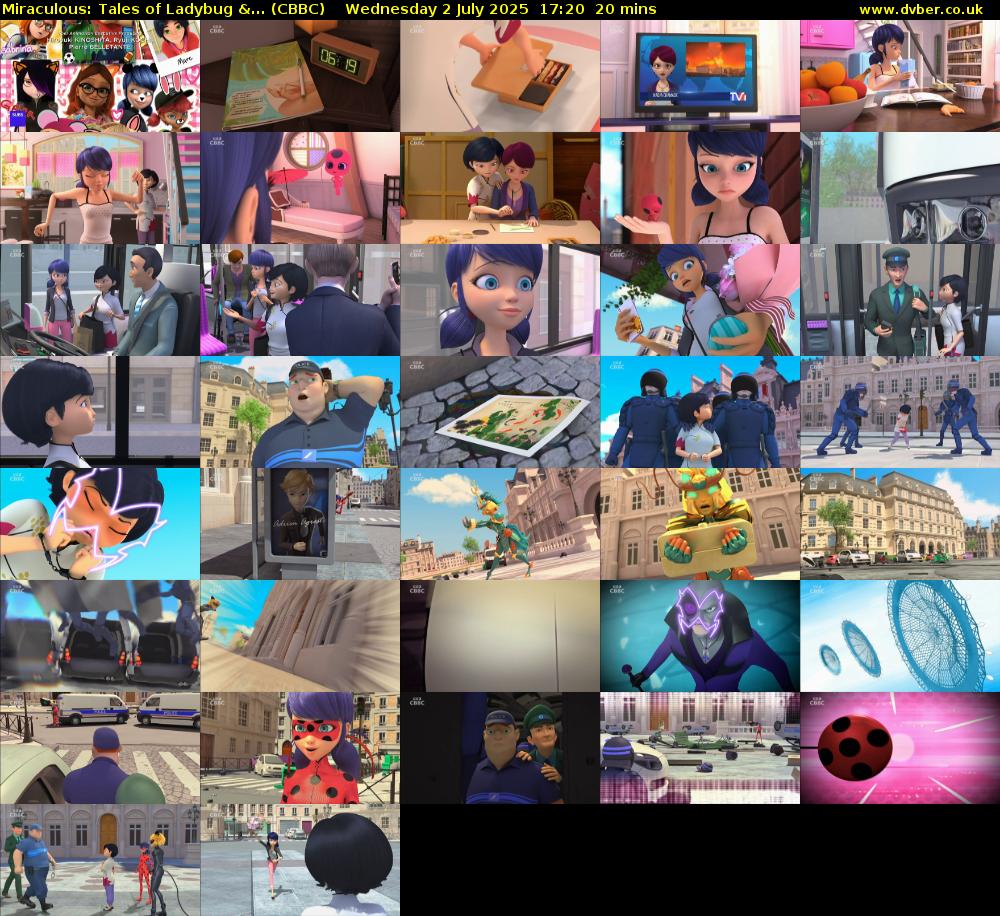 Miraculous: Tales of Ladybug &... (CBBC) Wednesday 2 July 2025 17:20 - 17:40