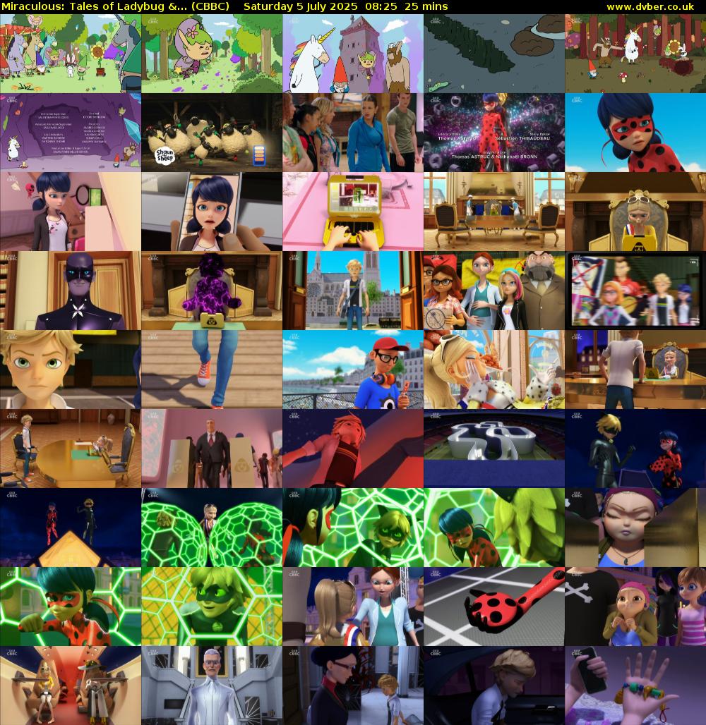 Miraculous: Tales of Ladybug &... (CBBC) Saturday 5 July 2025 08:25 - 08:50