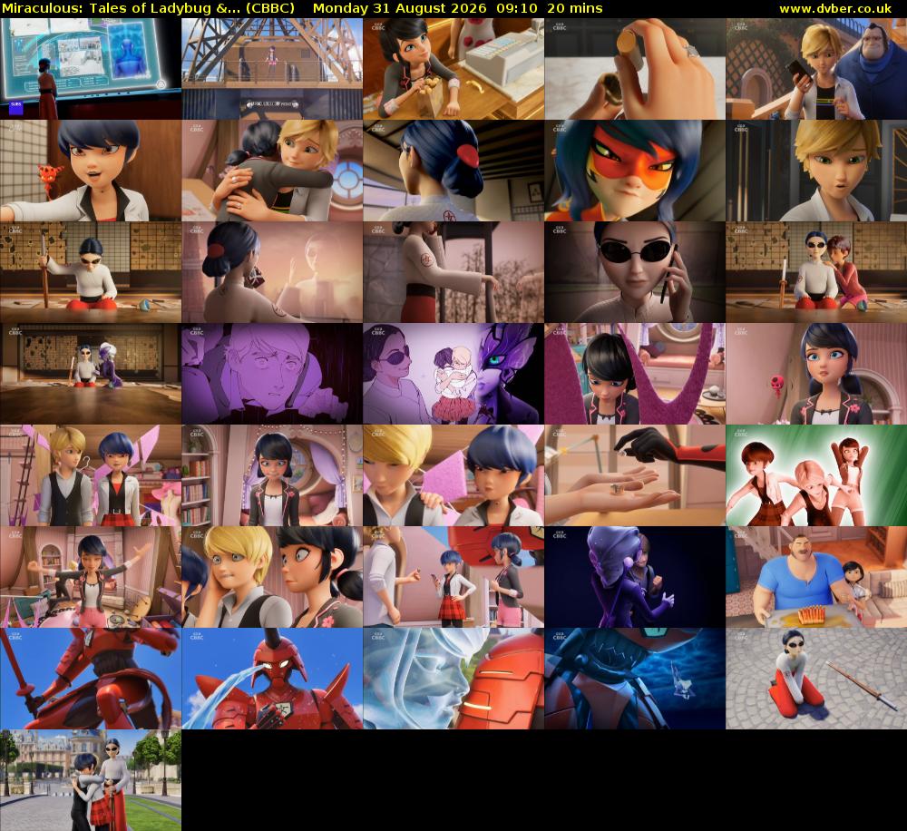 Miraculous: Tales of Ladybug &... (CBBC) Monday 31 August 2026 09:10 - 09:30