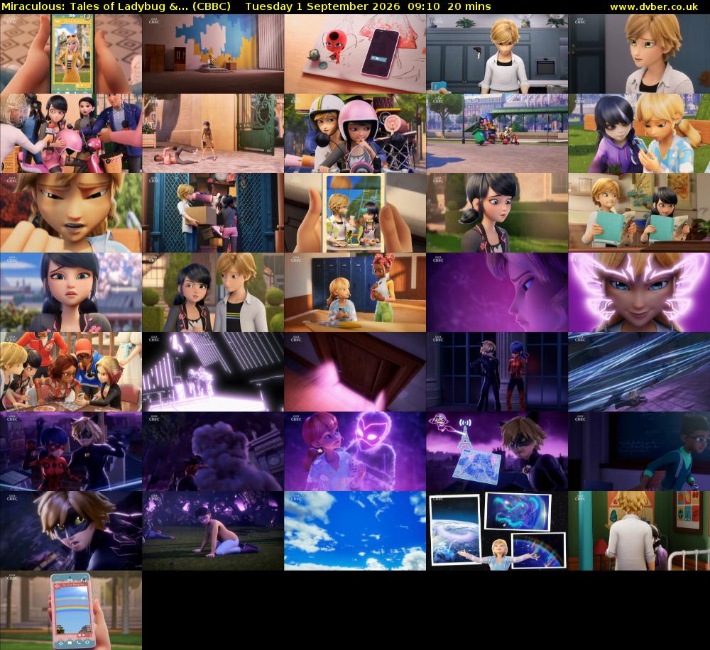 Miraculous: Tales of Ladybug &... (CBBC) Tuesday 1 September 2026 09:10 - 09:30
