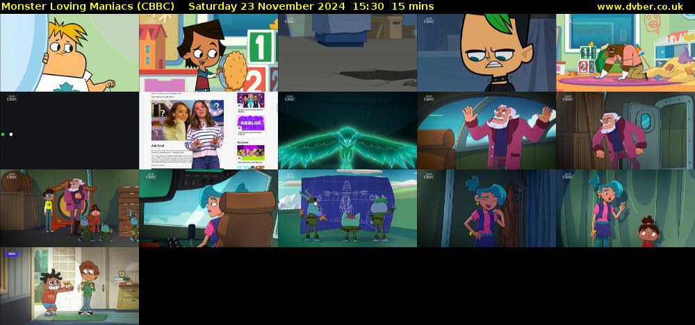 Monster Loving Maniacs (CBBC) Saturday 23 November 2024 15:30 - 15:45