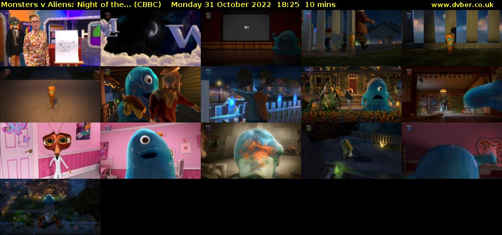 Monsters v Aliens: Night of the... (CBBC) Monday 31 October 2022 18:25 - 18:35