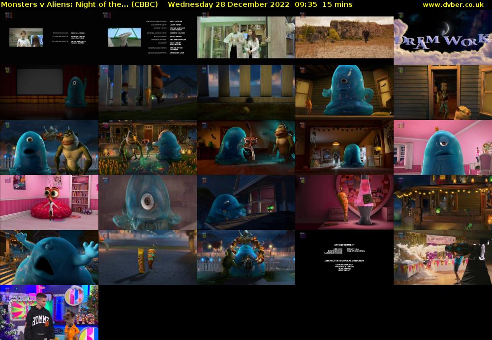 Monsters v Aliens: Night of the... (CBBC) Wednesday 28 December 2022 09:35 - 09:50