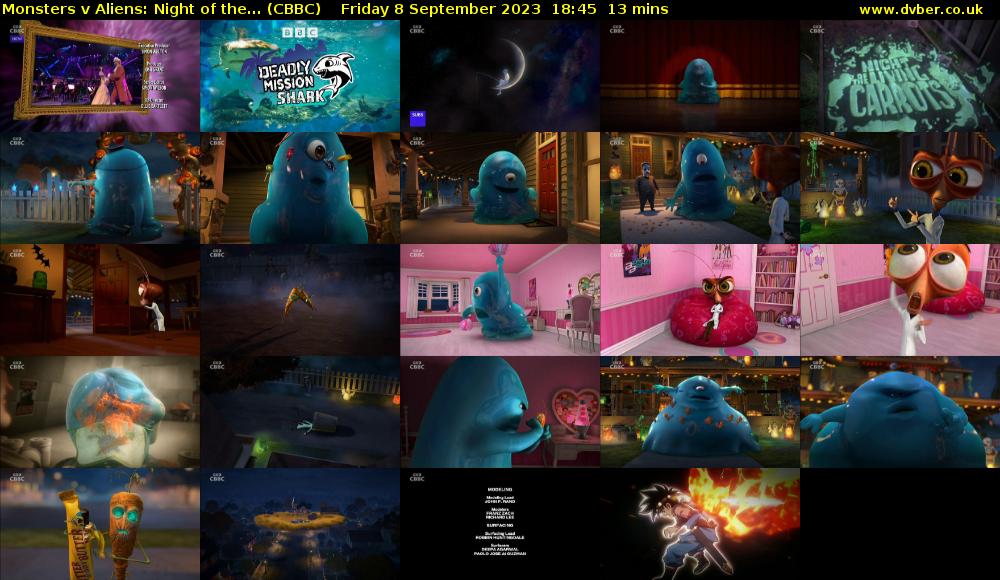 Monsters v Aliens: Night of the... (CBBC) Friday 8 September 2023 18:45 - 18:58