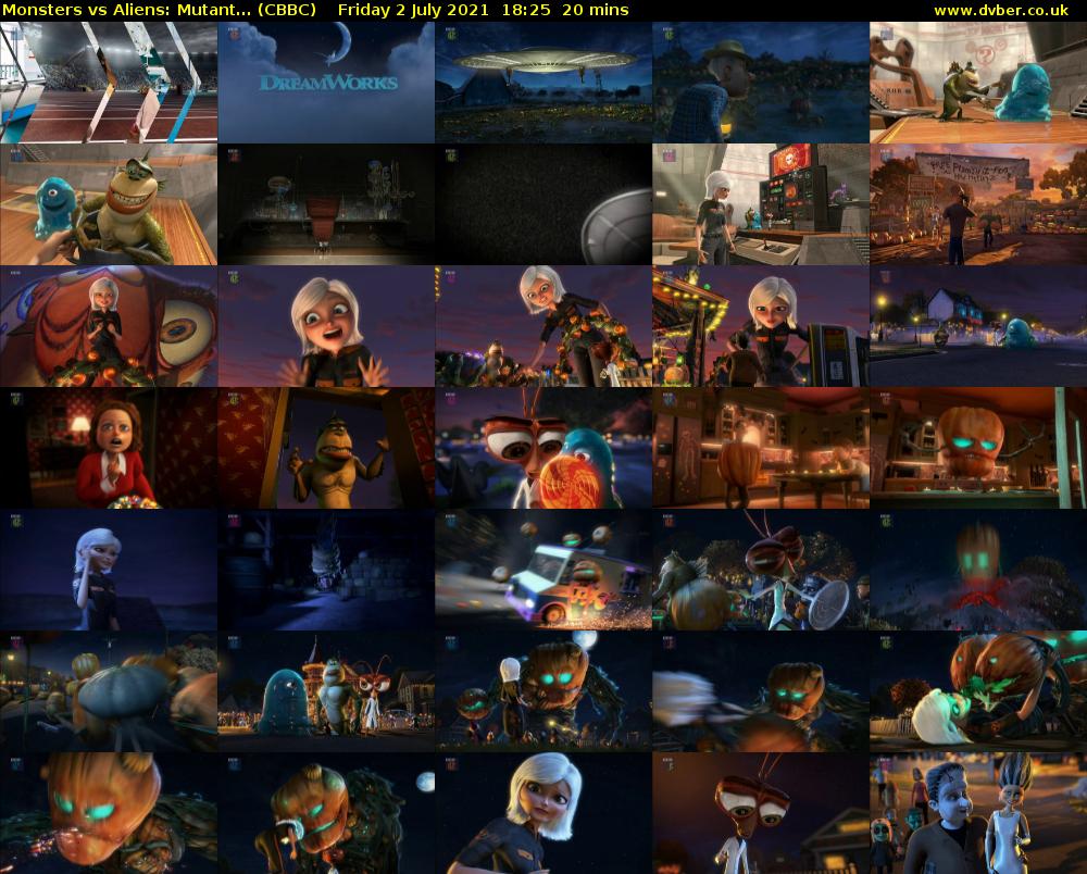 Monsters vs Aliens: Mutant... (CBBC) Friday 2 July 2021 18:25 - 18:45