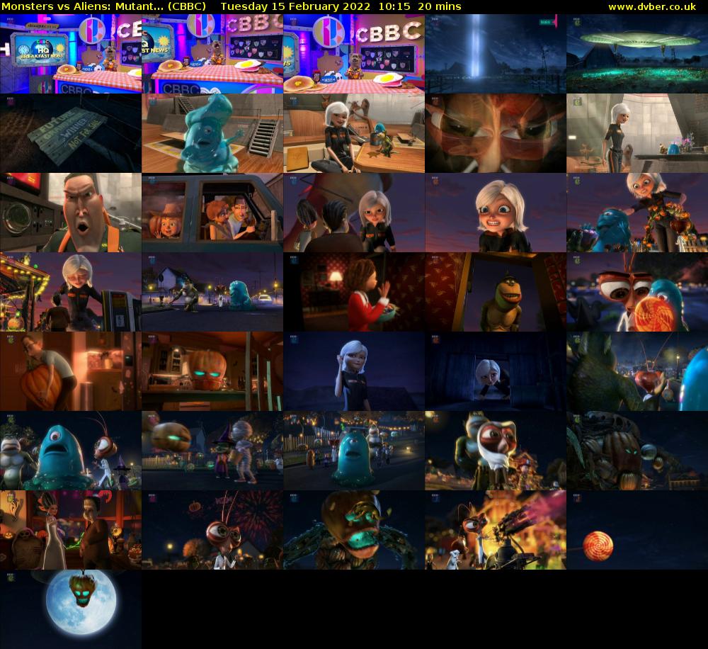 Monsters vs Aliens: Mutant... (CBBC) Tuesday 15 February 2022 10:15 - 10:35