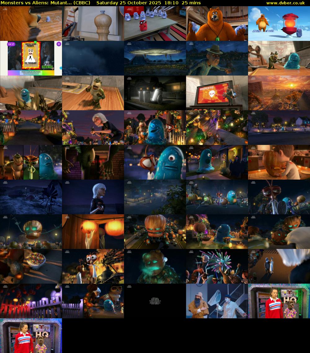 Monsters vs Aliens: Mutant... (CBBC) Saturday 25 October 2025 18:10 - 18:35