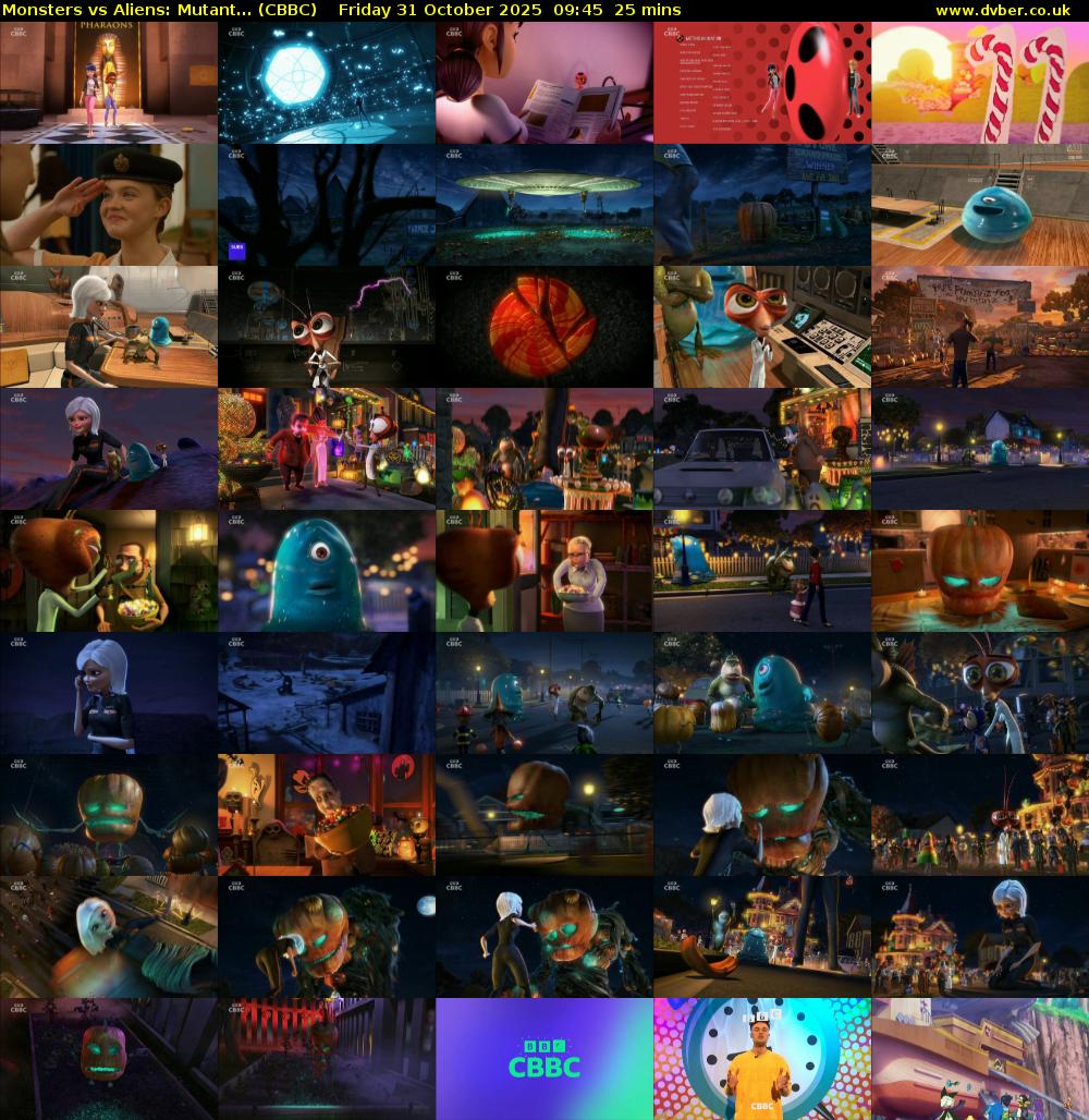 Monsters vs Aliens: Mutant... (CBBC) Friday 31 October 2025 09:45 - 10:10