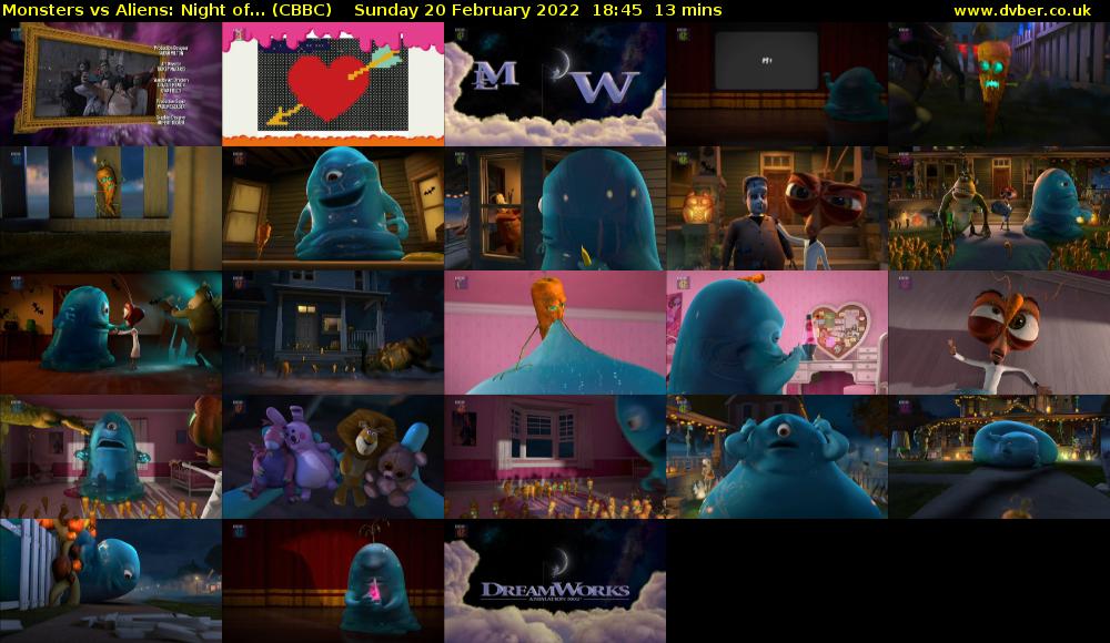 Monsters vs Aliens: Night of... (CBBC) Sunday 20 February 2022 18:45 - 18:58