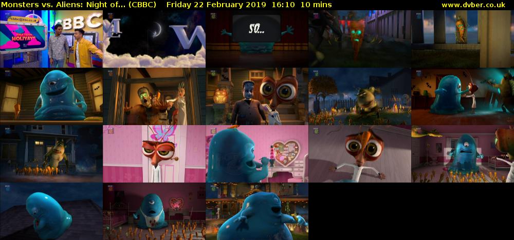 Monsters vs. Aliens: Night of... (CBBC) Friday 22 February 2019 16:10 - 16:20