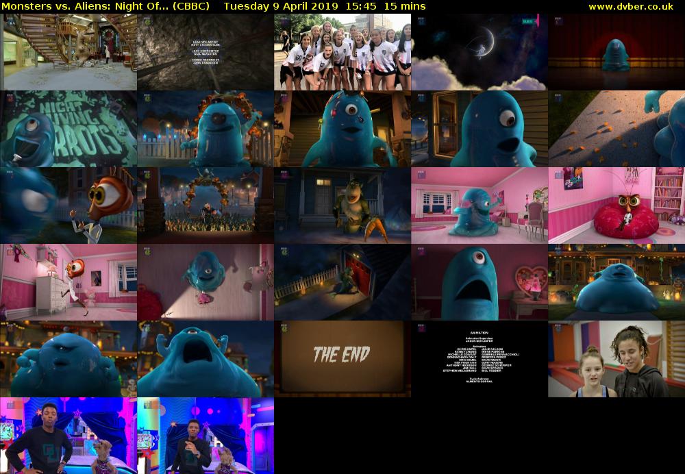 Monsters vs. Aliens: Night of... (CBBC) Tuesday 9 April 2019 15:45 - 16:00