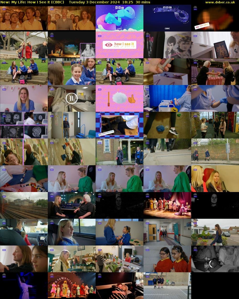 My Life: How I See It (CBBC) Tuesday 3 December 2024 18:25 - 18:55