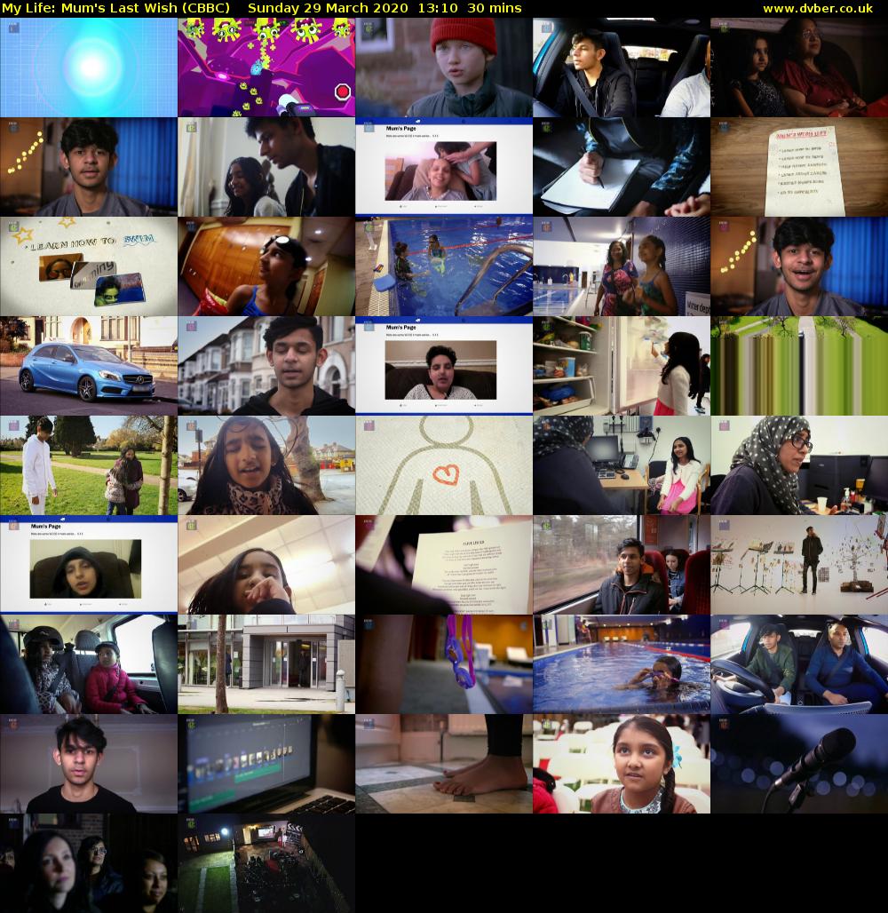 My Life: Mum's Last Wish (CBBC) Sunday 29 March 2020 13:10 - 13:40