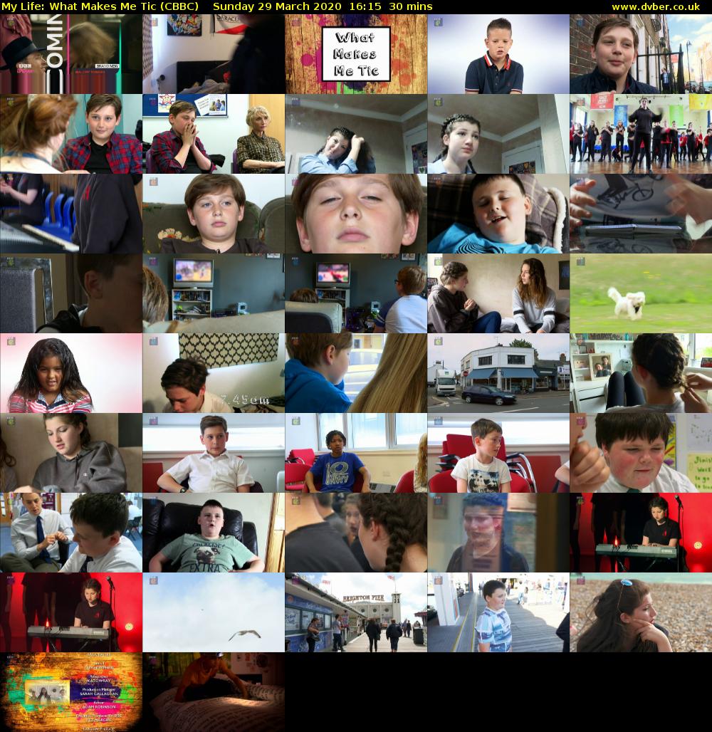 My Life: What Makes Me Tic (CBBC) Sunday 29 March 2020 16:15 - 16:45