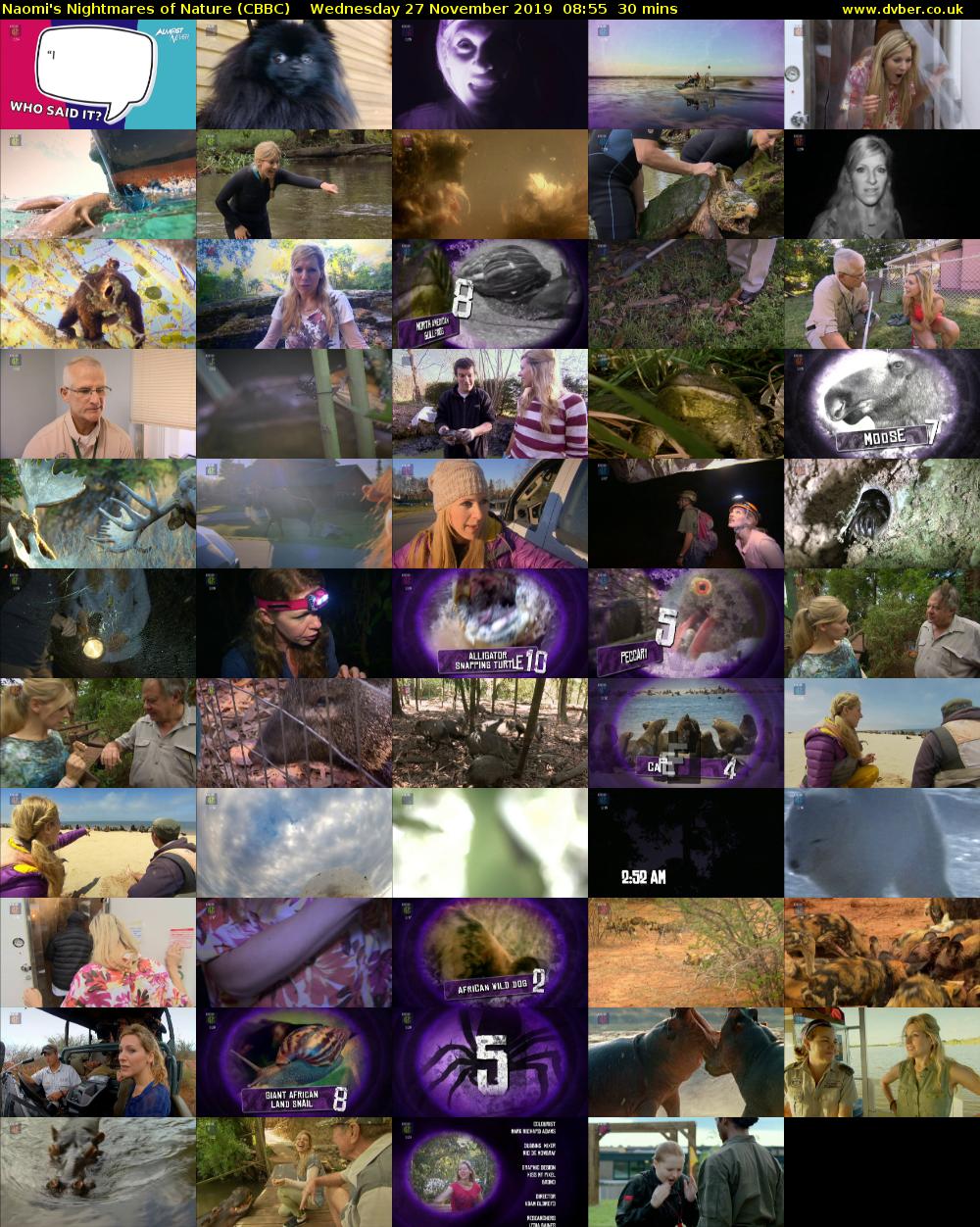Naomi's Nightmares of Nature (CBBC) Wednesday 27 November 2019 08:55 - 09:25