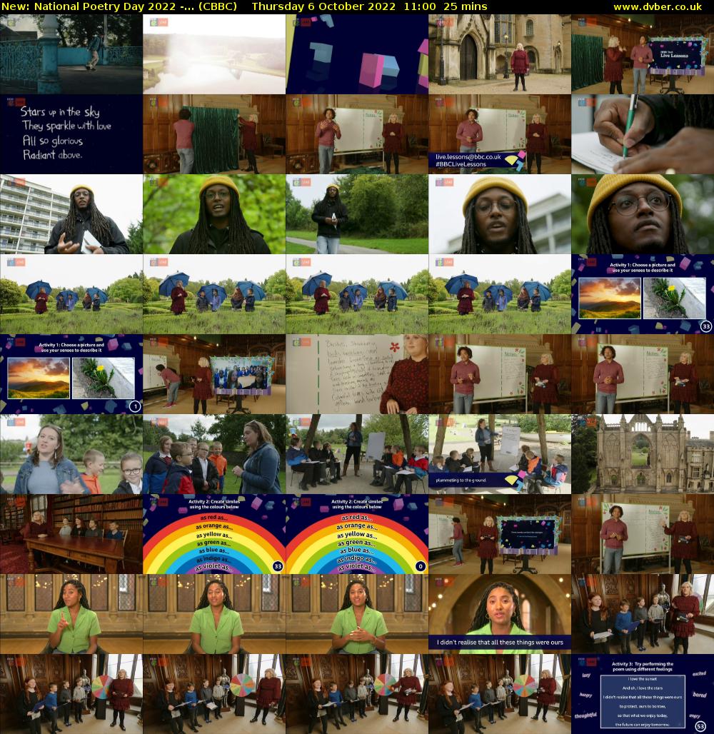 National Poetry Day 2022 -... (CBBC) Thursday 6 October 2022 11:00 - 11:25