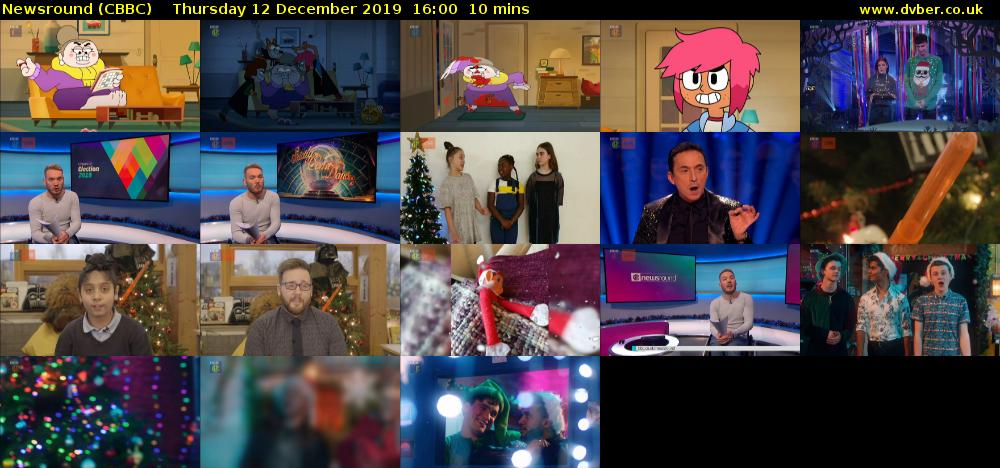 Newsround (CBBC) Thursday 12 December 2019 16:00 - 16:10