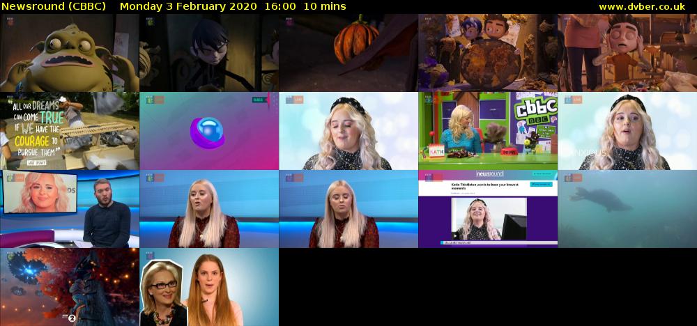 Newsround (CBBC) Monday 3 February 2020 16:00 - 16:10