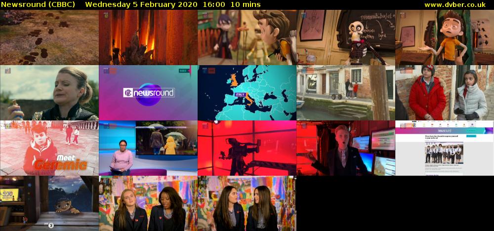 Newsround (CBBC) Wednesday 5 February 2020 16:00 - 16:10